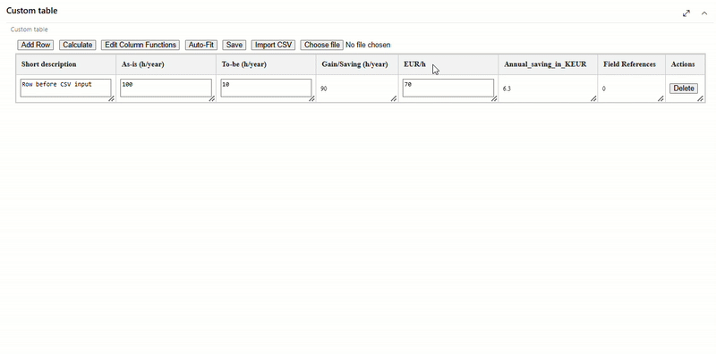 CSV import
